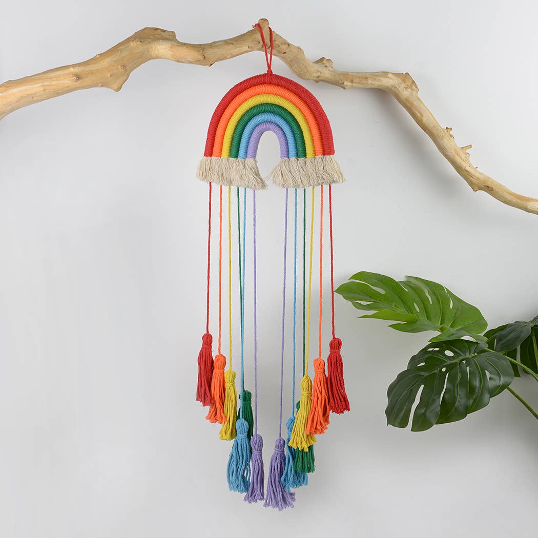 Macrame Rainbow Tassel Wall Hanging Decor: A