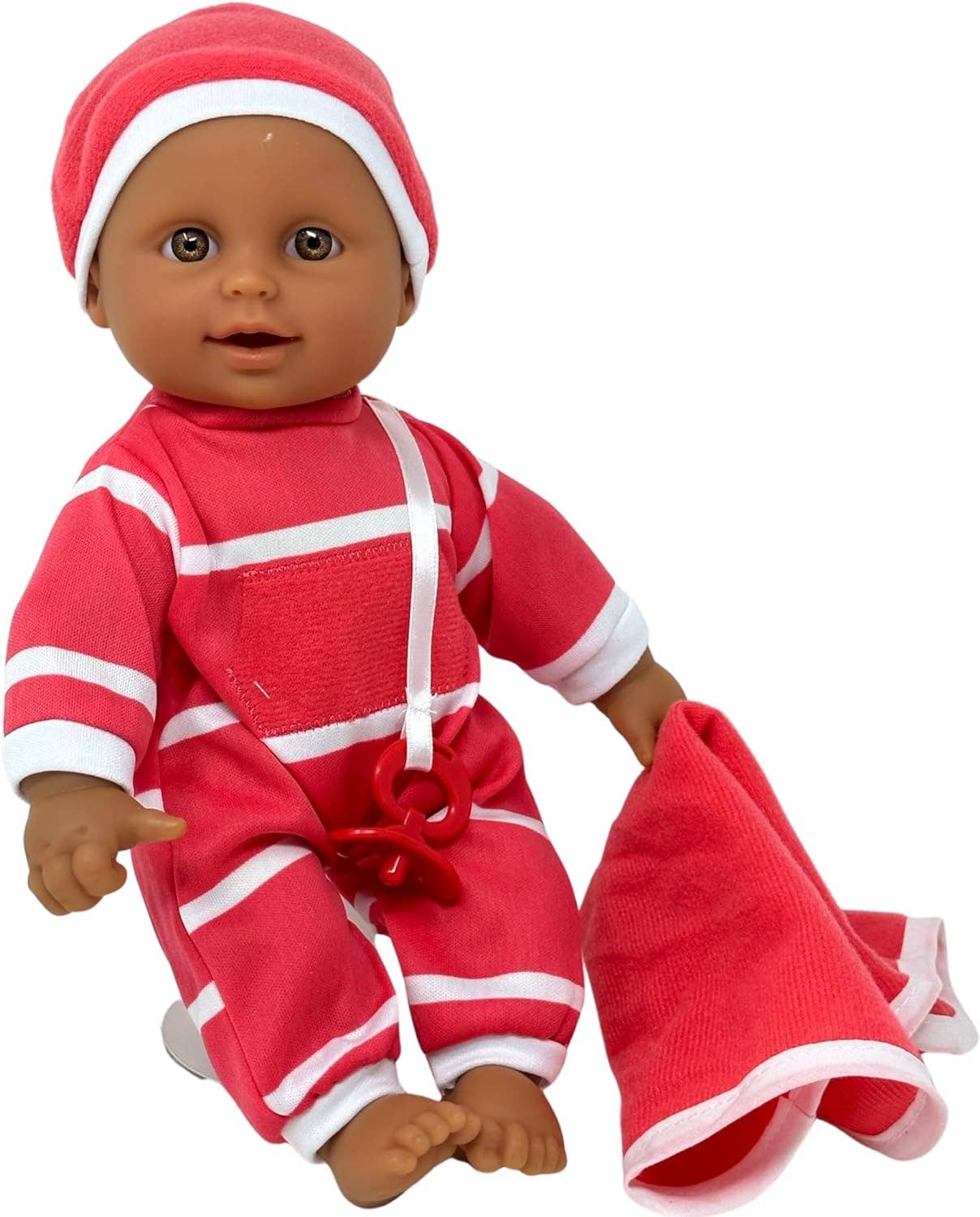 The New York Doll Collection 11" Doll Striped W/ Pacifier: Caucasian