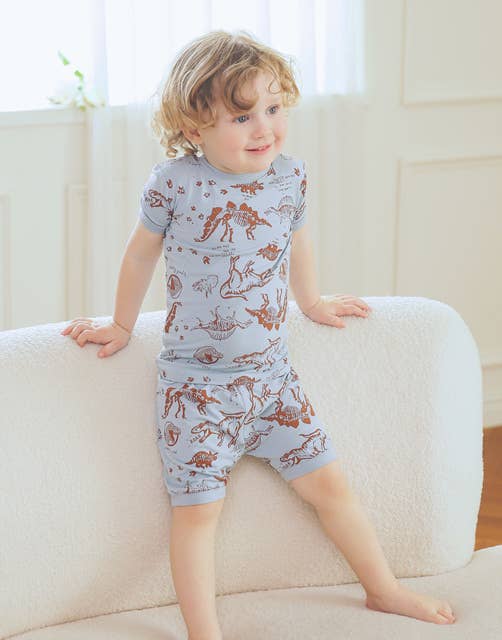 Vaenait Bamboo Dinosaur Museum Short Sleeve PJs