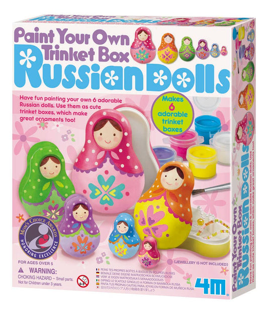 Toysmith 4M Paint Your Own Trinket Box Russian Doll Kit