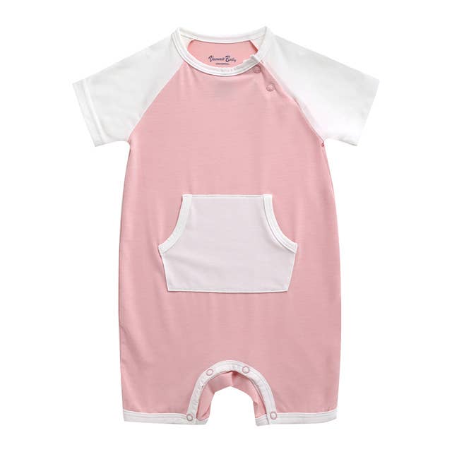 Vaenait Baby Smile Pink Baby Bamboo Romper: Pink