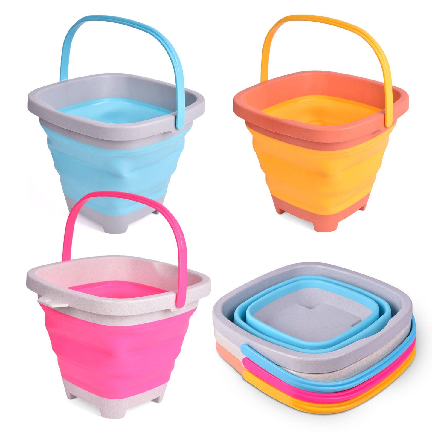 Fun Little Toys Collapsible Sand Buckets with Handle