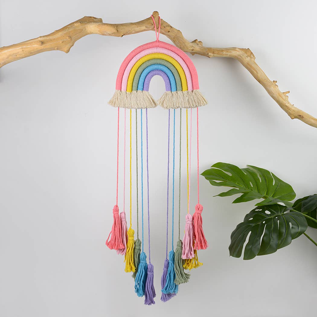 Macrame Rainbow Tassel Wall Hanging Decor: A