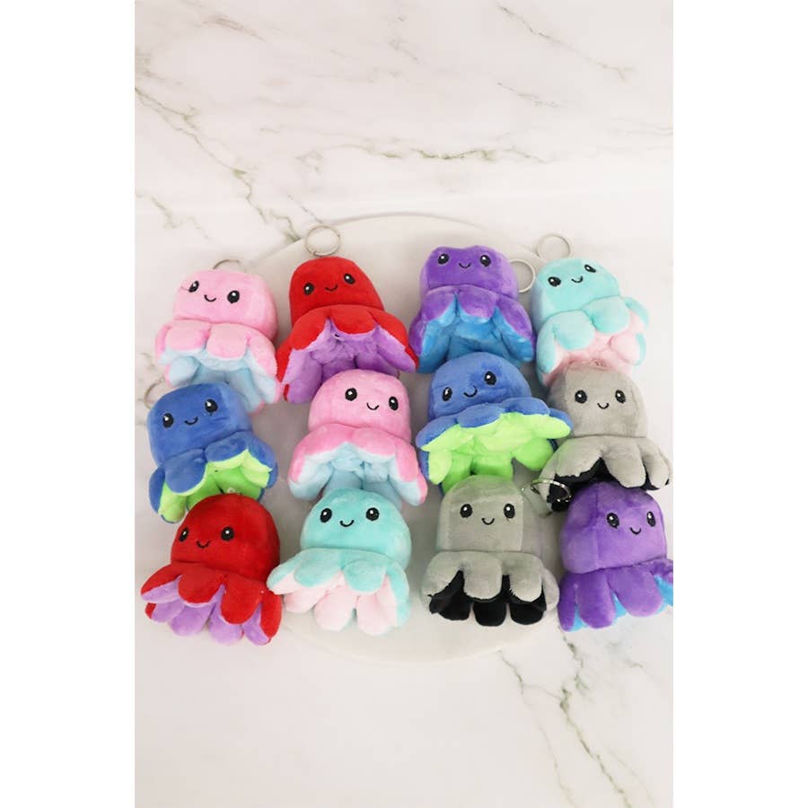 Reversible Octopus Plushie Key Chain: MIX COLOR / ONE